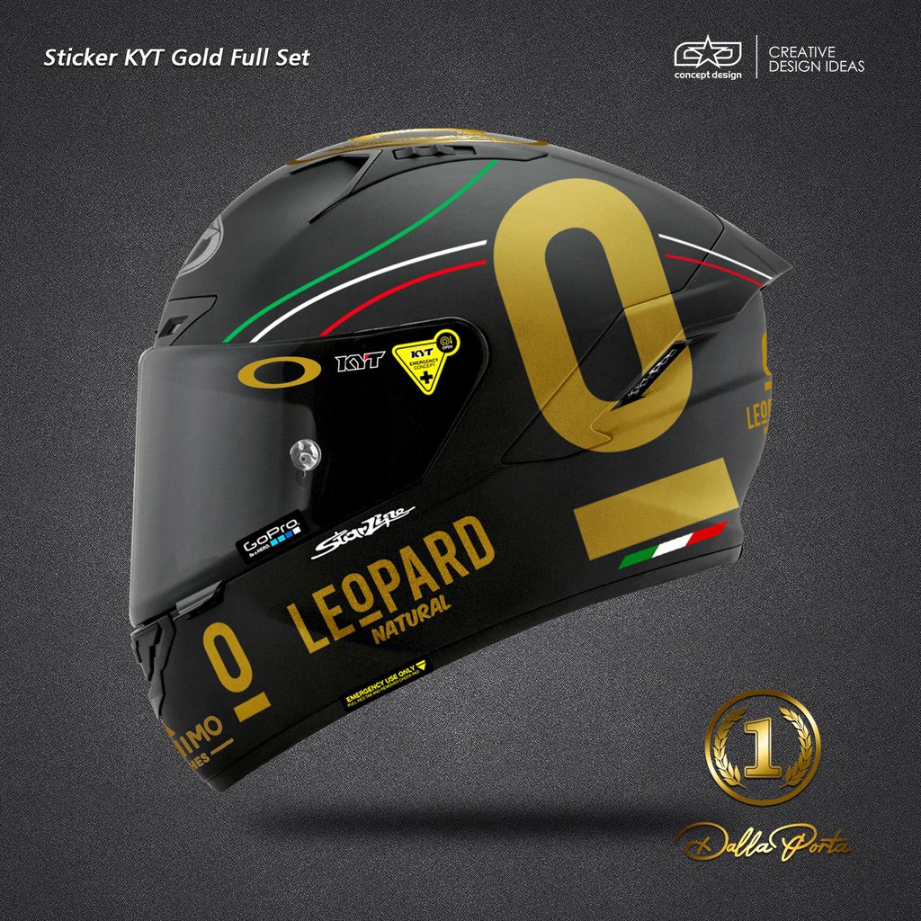 Jual Sticker Helm KYT Leopard Full Set Gold Shopee Indonesia