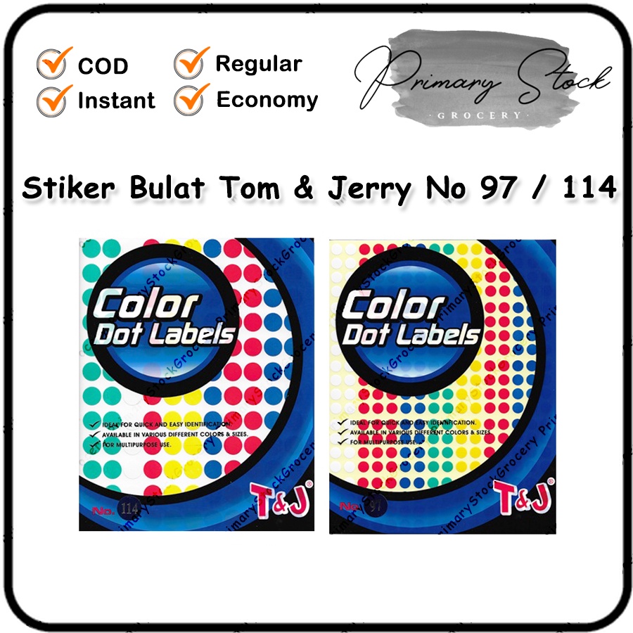 Jual Stiker Bulat Tom Jerry Sticker Color Dot Label T&J No 97 114 ...