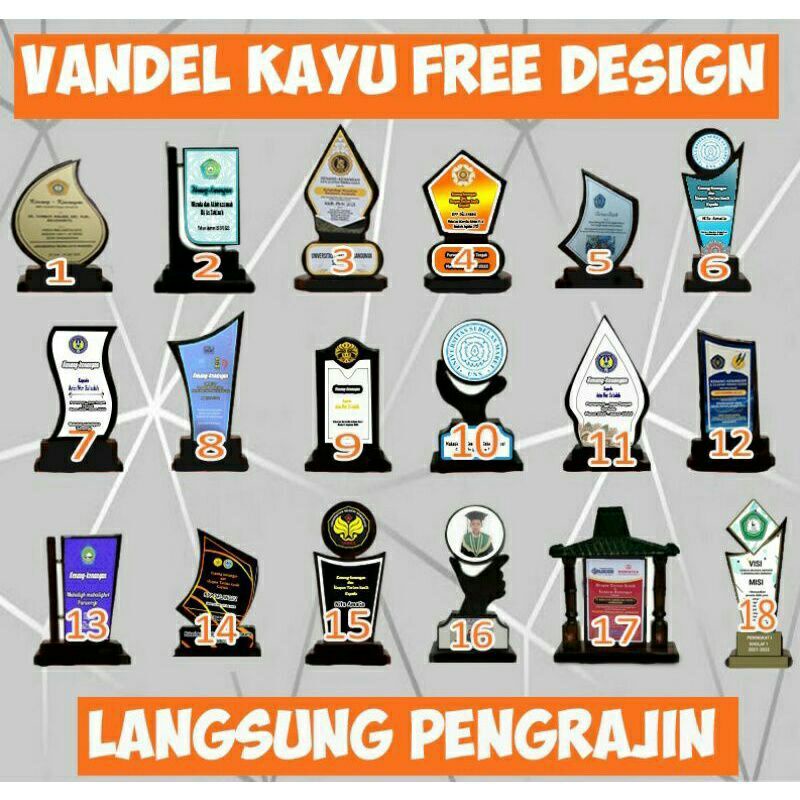 Jual vandel kayu/plakat kayu/piagam kayu stiker pvc | Shopee Indonesia