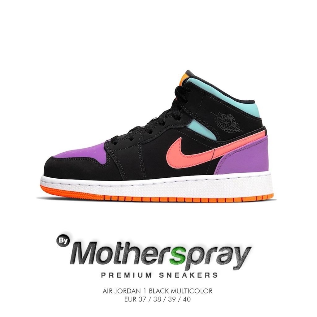 Air jordan 1 mid black multicolor reflective best sale