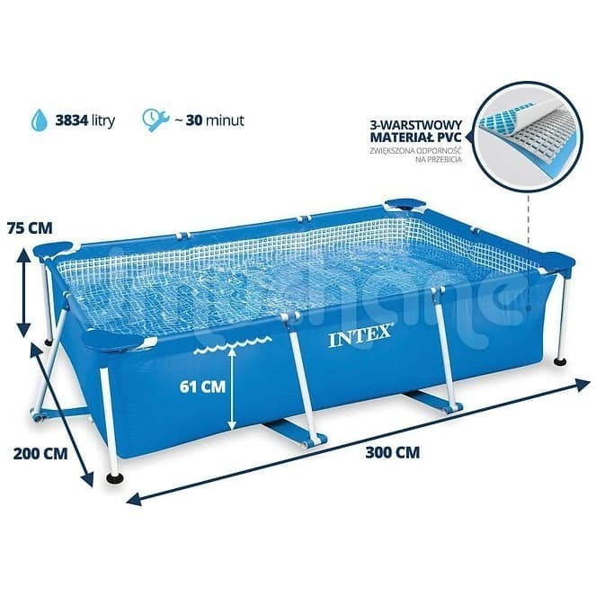 Jual INTEX 28272 Kolam Renang Keluarga Rectangular Frame Swimming Pools ...