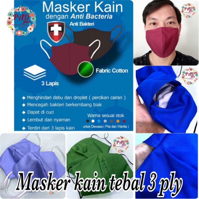 Jual Mask kain - masker kain 3 ply - masker kain 3 lapis ( NON MEDIS ...