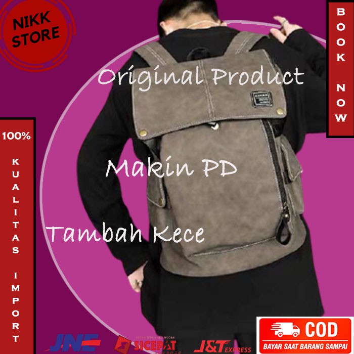 Jual Ransel Pria Import Model AB188 Bahan Kulit Keren Kekinian Travell ...