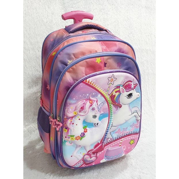 Jual tas sekolah anak Cewek Kartun Elegan Biru unicorn Asli K9F9 TAS
