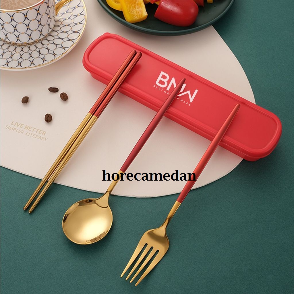 Jual Travel Set Sendok Garpu Sumpit Korea Stainless Steel 304 / Korean