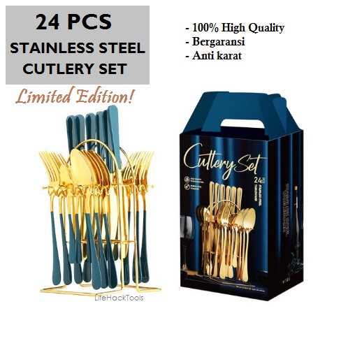 Jual Set Sendok Stainless Steel Premium 24Pcs Cutlery Set | Shopee ...