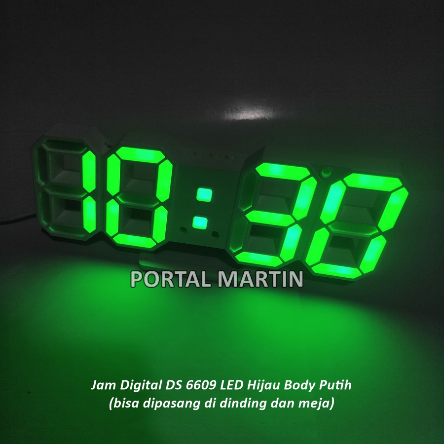 Jual Jam Digital LED Hijau Tipe 6609 Bisa di Dinding dan Meja Shopee