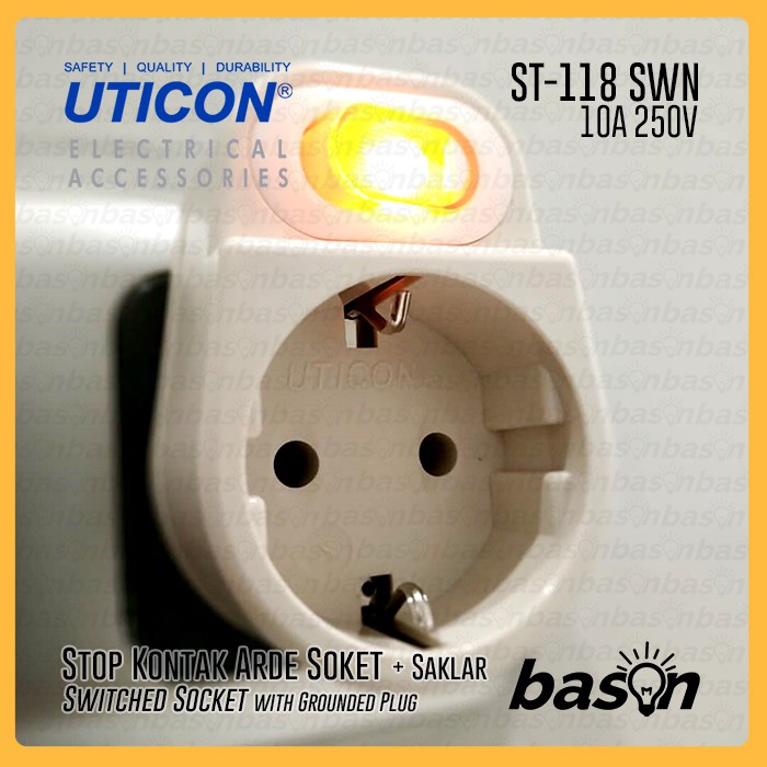 Jual UTICON ST118SWN - Stop Kontak Arde Socket + Saklar | Shopee Indonesia