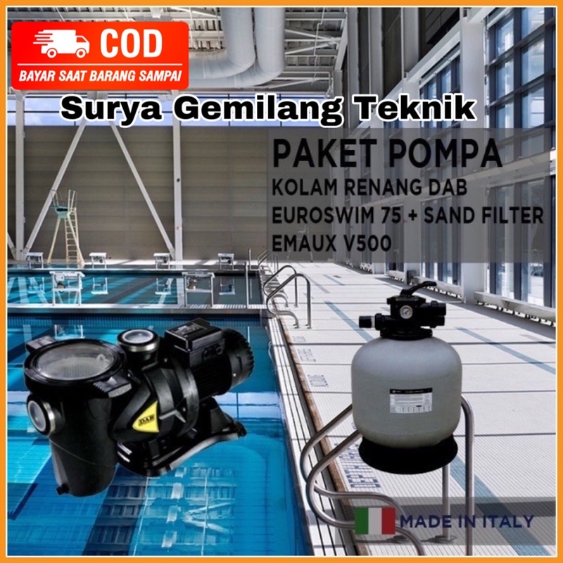 Jual Mesin Pompa Kolam Renang Dab Euroswim 100M 1HP + sand filter Emaux ...