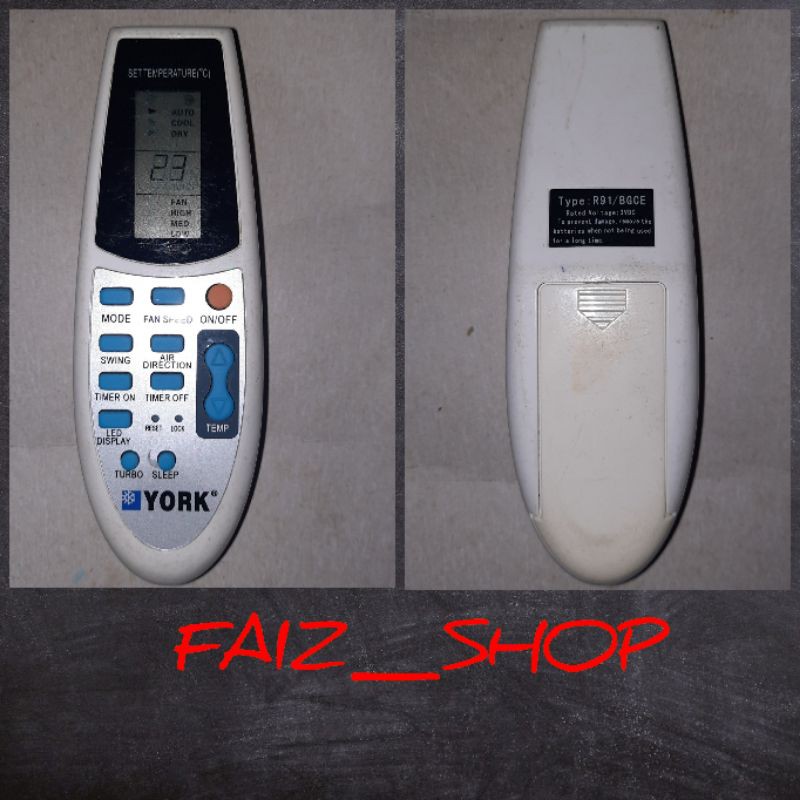 Jual Remote AC YORK R91/BGCE (Grad A) Original Second Free Baterai ...