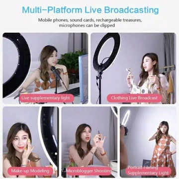 Ringlight Set Lengkap Besar 26Cm 30Cm Tripod 2Meter Ring Light 10 Lampu Selfie Video Vlogger