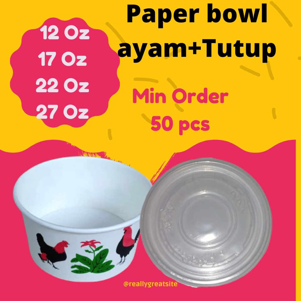 Jual Mangkok Mangkuk Wadah Tempat Paper Papper Cup Rice Bowl Plus Tutup ...