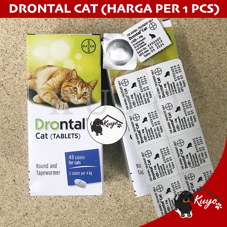 Jual Drontal Cat - Obat Cacing Kucing 1 Tablet Bayer Deworming Original ...