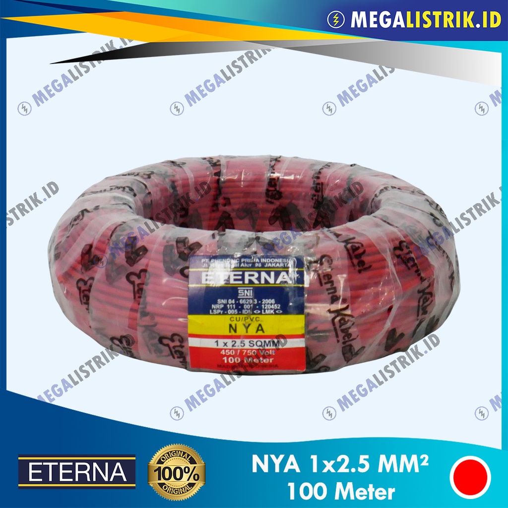 Jual ETERNA NYA 1 X 2.5 MM² ( ROL 100 METER ) / KABEL LISTRIK KAWAT 2 ...