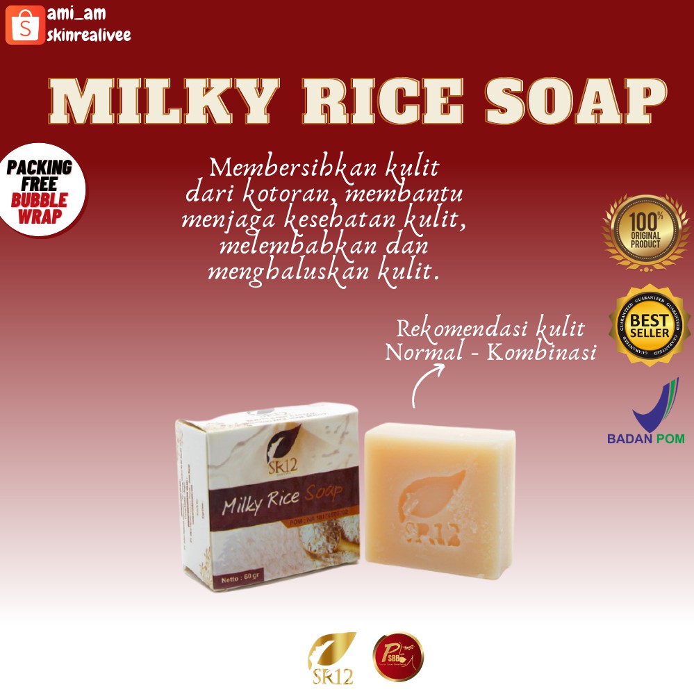 Jual SABUN BERAS SUSU/ MILKY RICE SOAP SR12/ NORMAL DAN KOMBINASI