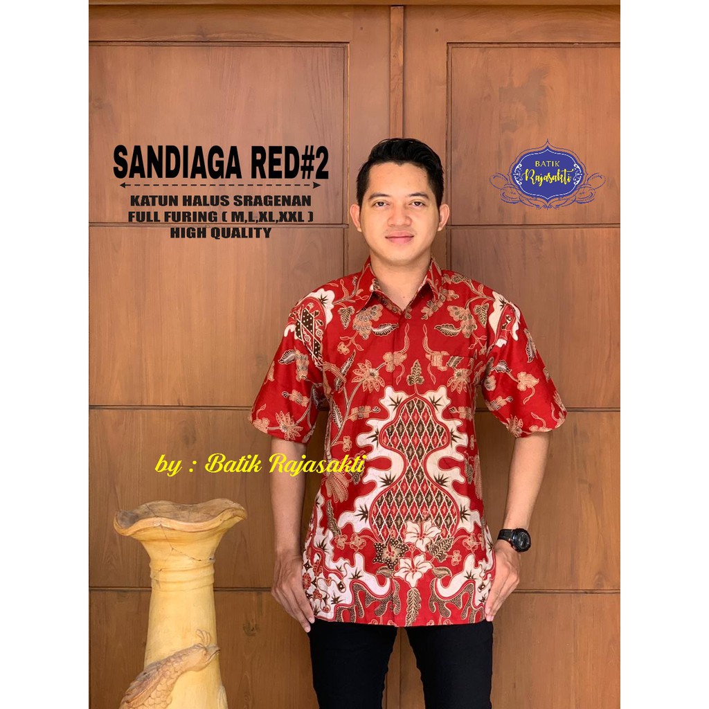 Jual SANDIAGA RED2 RAJASAKTI KEMEJA BATIK SOLO PRIA LENGAN PENDEK LAPIS ...