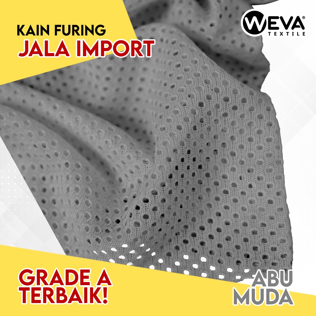 Jual Bahan Kain Jala Kain Mesh Jaring Dalaman Jaket Abu Abu Muda