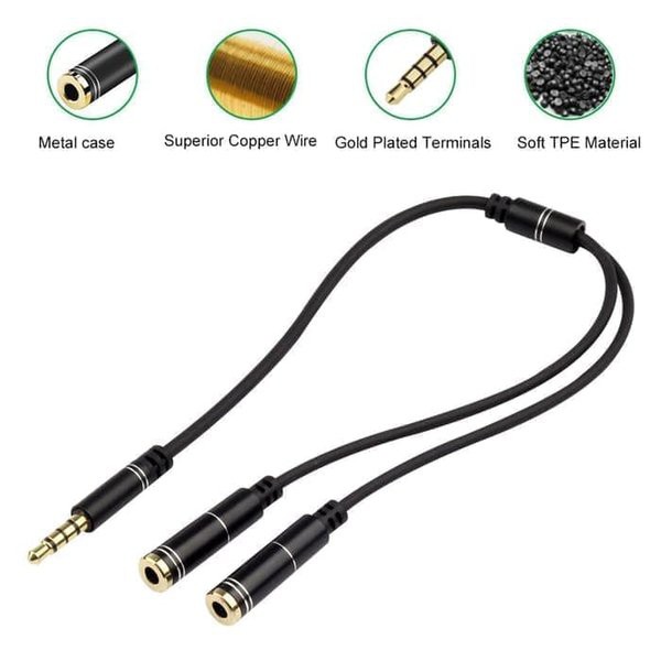 Jual Audio Splitter Cabang Aux Kabel Mm Male To Mm Hifi Microphone And Headphone Shopee