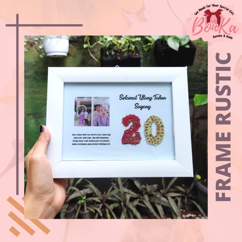 Jual Kado Ulang Tahun Frame Rustic 2D Bunga Kering Estetik Pajangan ...