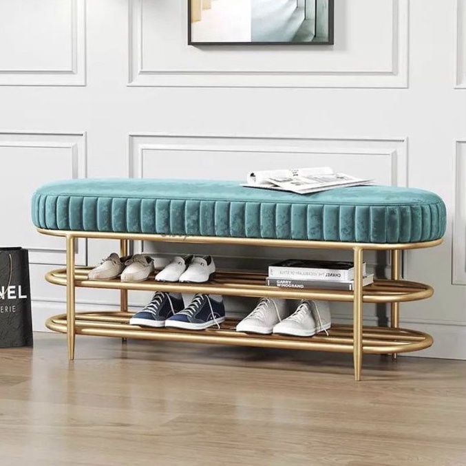 Jual Rak Sepatu sofa Bench Tempat Sepatu Minimalis Gold | Shopee Indonesia