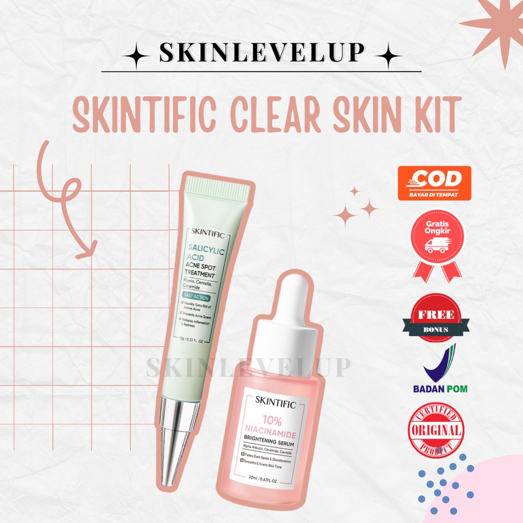 Jual SKINTIFIC Clear Skin Set / Salicylic Acid Acne Spot Treatment Gel & 10 Niacinamide