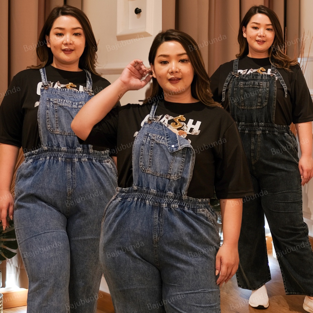 Jual Jumpsuit Jeans Jumbo / Jumpsuit Big Size / Bahan Denim / BAJUBUNDA