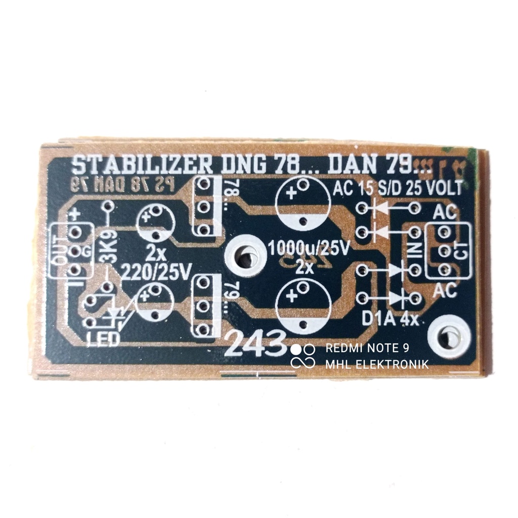 Jual PCB Stabilizer Tegangan Power Supply CT Menggunakan IC reg 78 dan