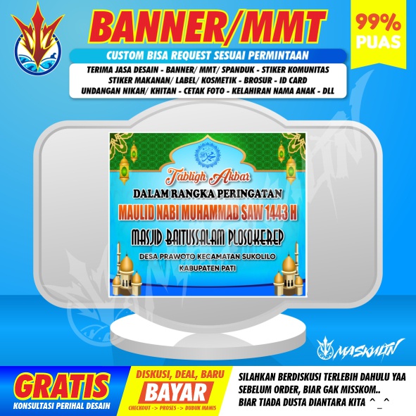 Jual Banner MMT Spanduk Tabligh Akbar pengajian Peringatan Maulid Nabi ...