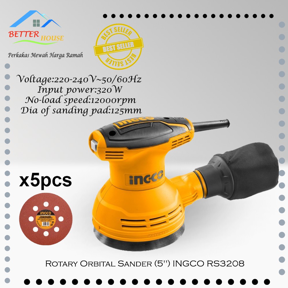 Jual Mesin Amplas Bulat Inch Rotary Orbital Sander Ingco Rs