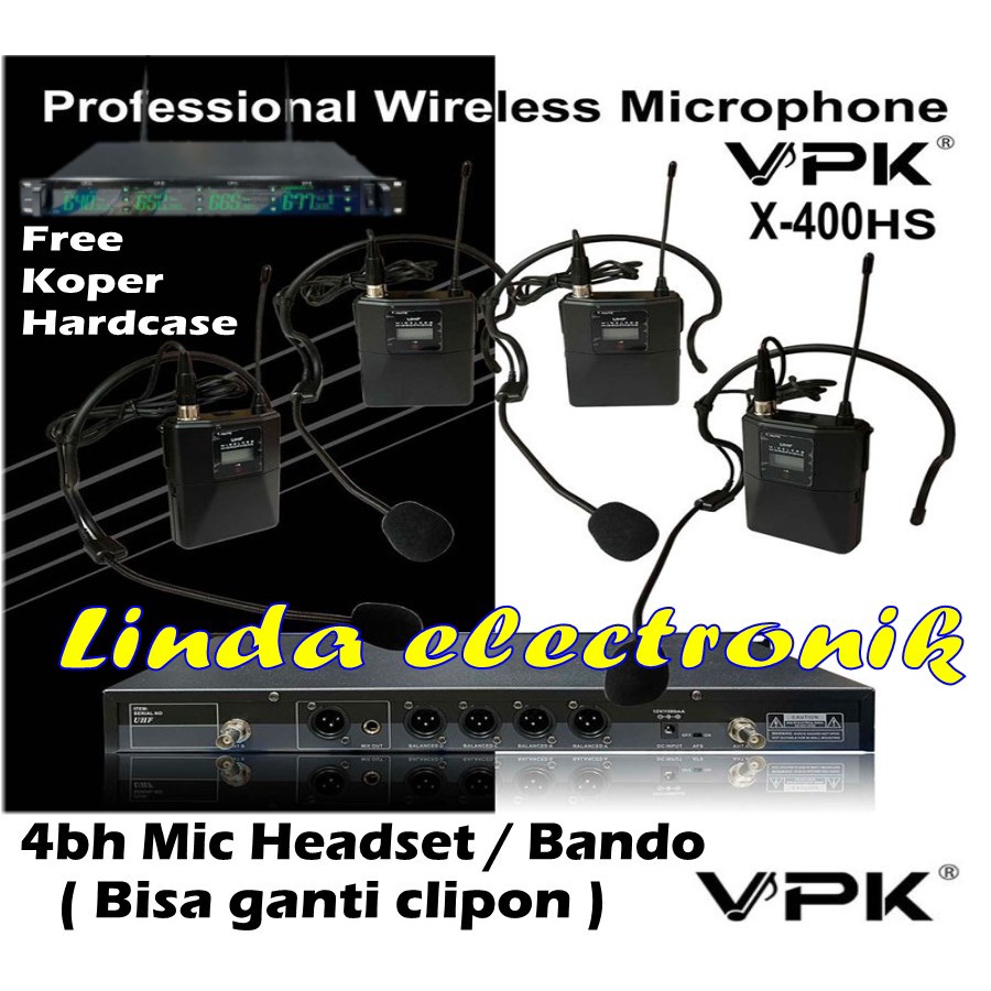 Jual Mic Wireless Vpk X400 Multi Channel (4bh mic headset) | Shopee ...