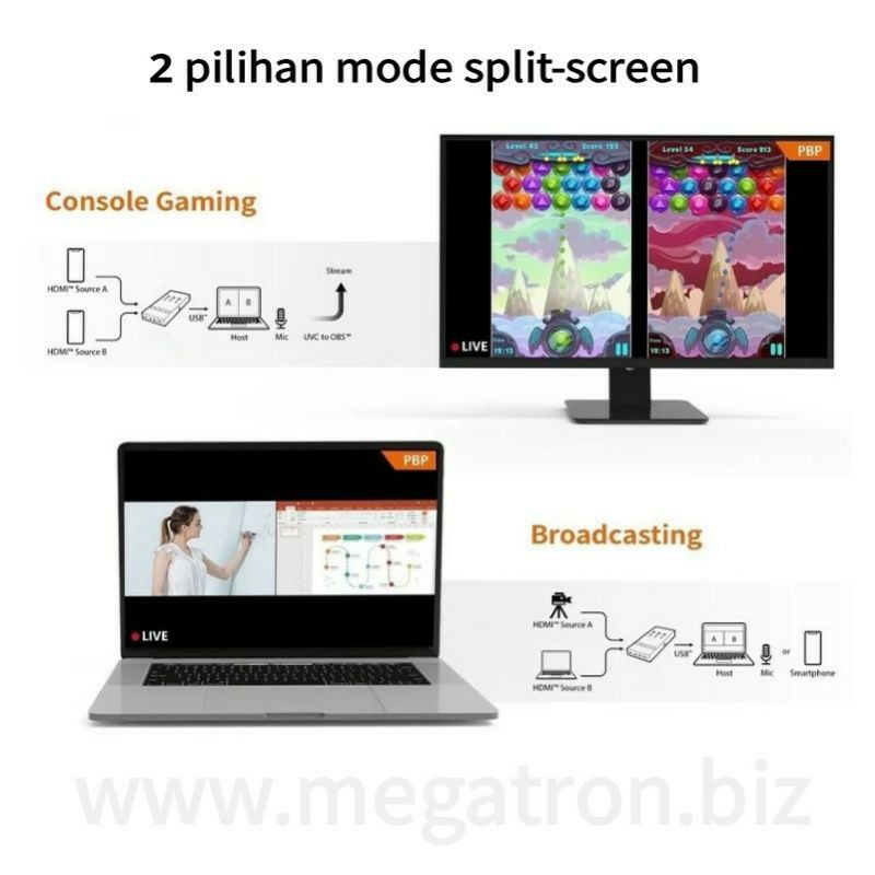 Jual Live Streaming Video Switcher + Capture (2 x HDMI input) - Support ...