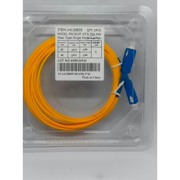 Jual Patchcord SC UPC to SC UPC 5 meter Fiber Optic Jumper Fiber Optik ...
