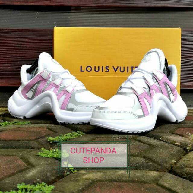 LOUIS VUITTON Calfskin Nylon LV Pop Archlight Sneaker 35 Pink Yellow  1147864