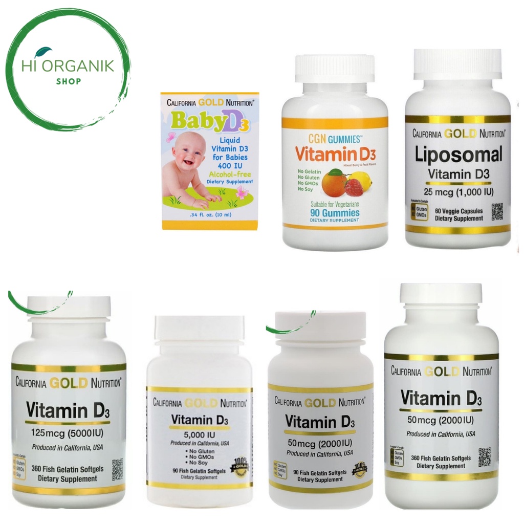 Jual California gold nutrition vitamin D3 D-3 5000 iu 360 Softgel ...