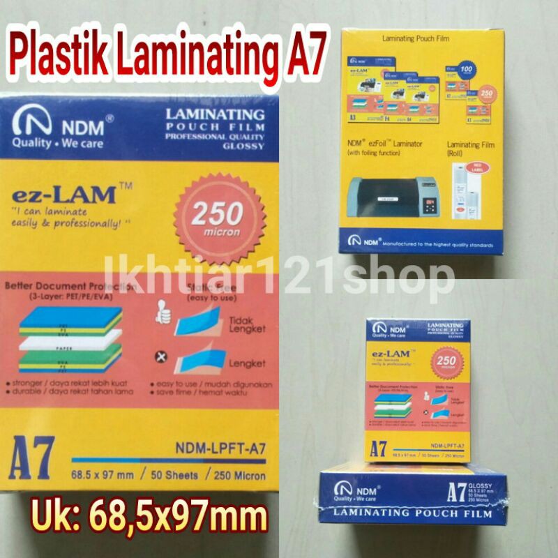 Jual Plastik Laminating A7 Ktp Id Card 250 Micron Isi 50 Lembar