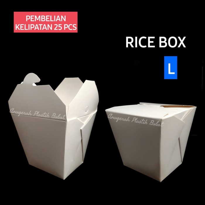 Jual Paper Rice Box uk L Isi 25 Pcs/ Food Pail polos L | Shopee Indonesia