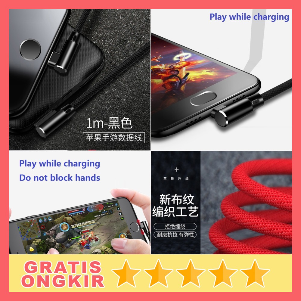 Jual Olaf Kabel Charger Usb Type C Braided L Shape Meter L Black Shopee Indonesia