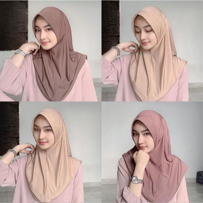 BERGO HAMIDAH MENUTUP DADA HIJAB SPORT INSTAN DAILY JILBAB PET ANTEM JERSEY PREMIUM