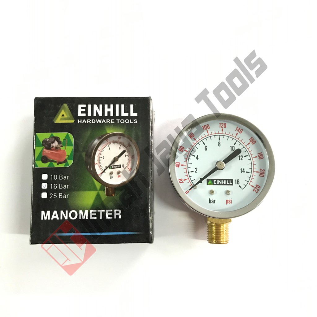 Jual Manometer 16 Bar EINHILL - Pressure Gauge Ukuran Angin Kompresor ...