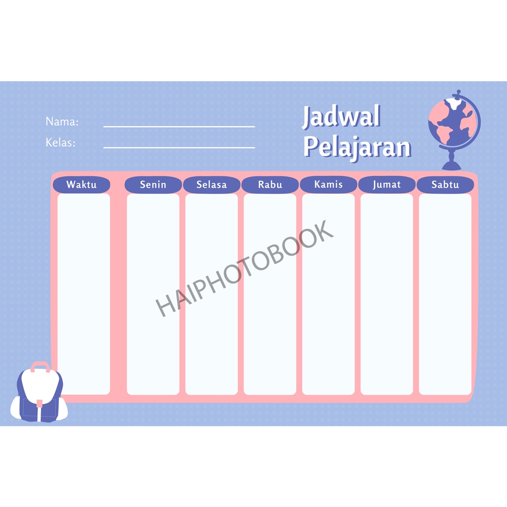 Jual JADWAL PELAJARAN ANAK / SCHOOL TIMETABLE / POSTER PELAJARAN / WiPE ...