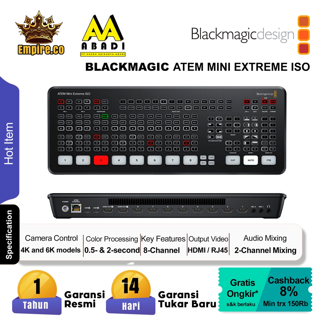 Jual Blackmagic Design ATEM Mini Extreme ISO - Mixer Live Streaming 8 ...