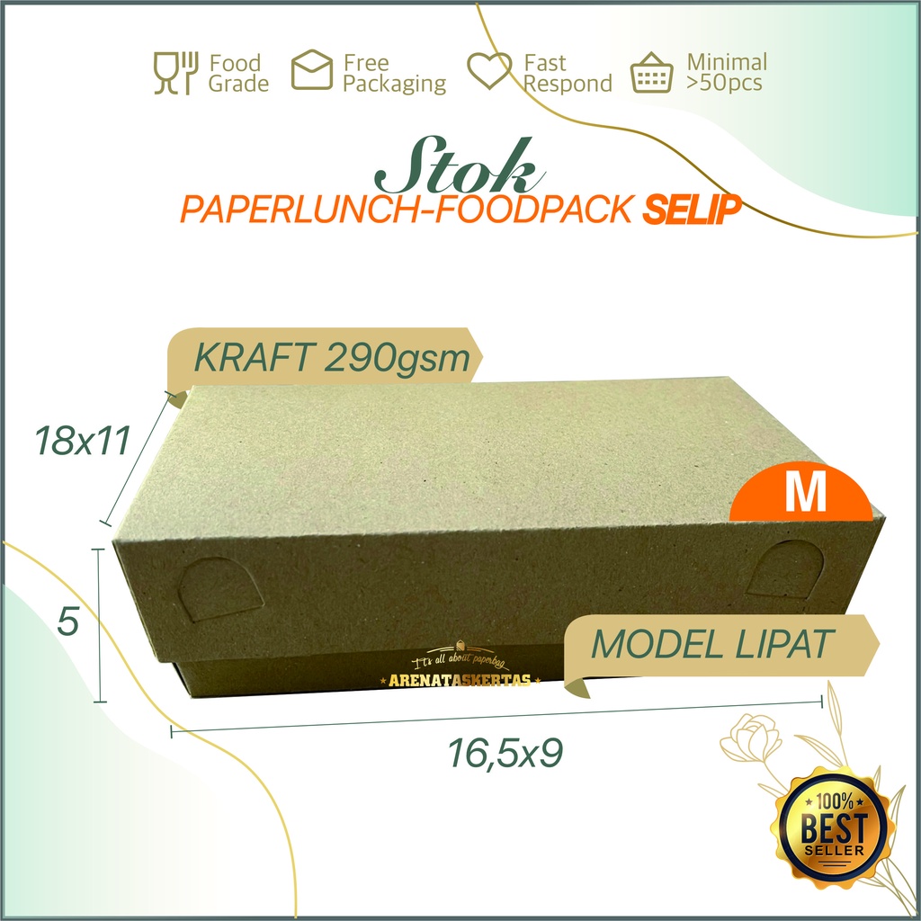 Jual Paper Lunch Box SELIP SML Kraft Coklat/ Dus Box Kemasan Makanan ...