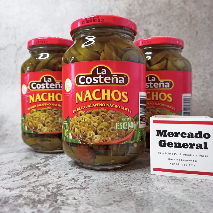 Jual La Costena Pickled Jalapeno Nacho Slices 440 gr jar, Rp. 125/gr