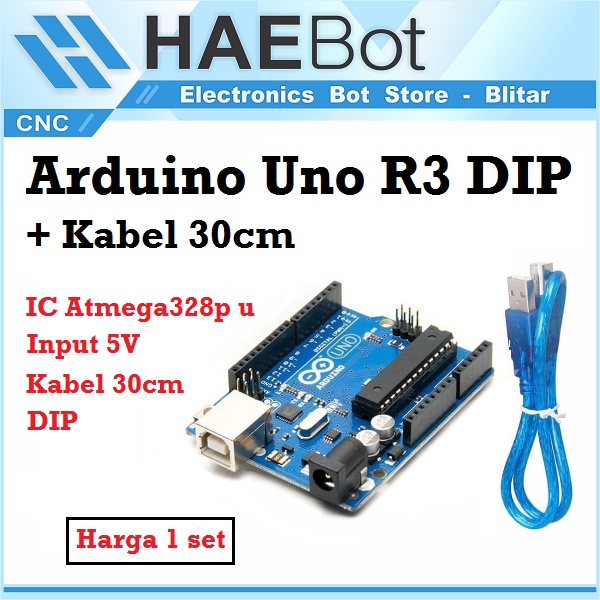 Jual [HAEBOT] Paket Arduinoo Uno R3 DIP atmega16 atmega328p + Kabel ...