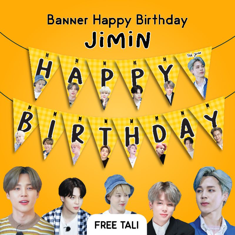 Jual BANNER HBD JIMIN DEKORASI HAPPY BIRTHDAY HIASAN ULTAH BTS ULANG