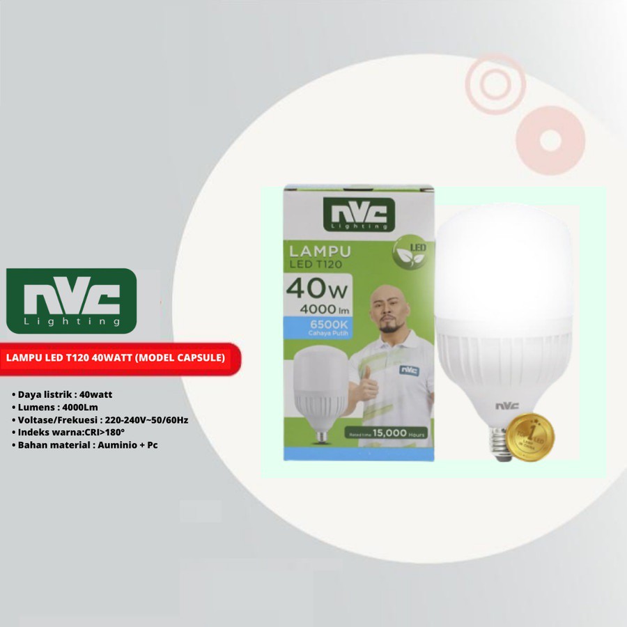 Jual Lampu LED NVC-T120 40 Watt 6500K Daylight Putih | Shopee Indonesia
