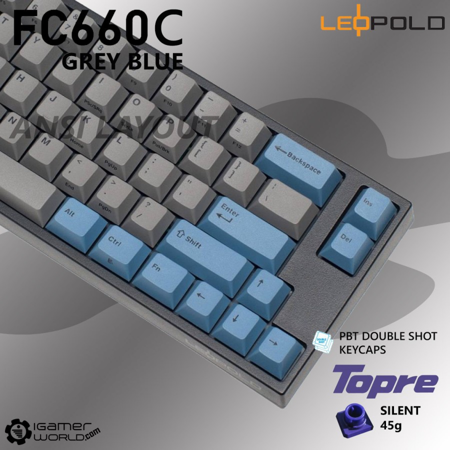 Jual Leopold FC660C Grey Blue 65 Dye Sub PBT Mechanical Gaming