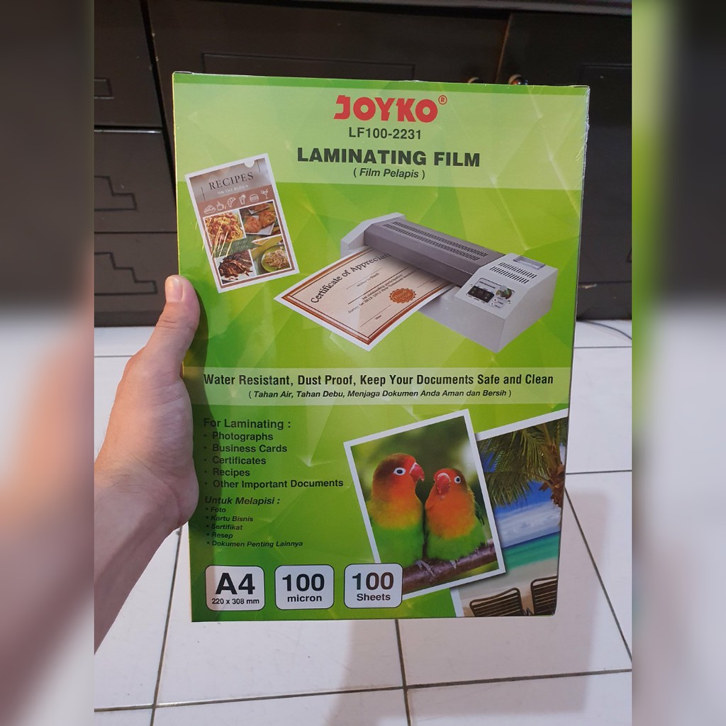 Jual Plastik Laminating A4 Joyko Laminasi Panas Hot 100 Micron Shopee