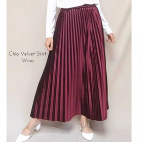 Rok Plisket Bludru Premium Velvet Skirt Rok Plisket Bludru Panjang