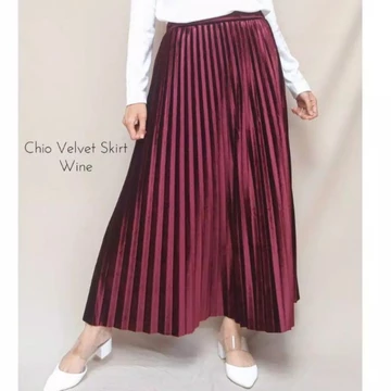 Rok Plisket Bludru Premium Velvet Skirt Rok Plisket Bludru Panjang
